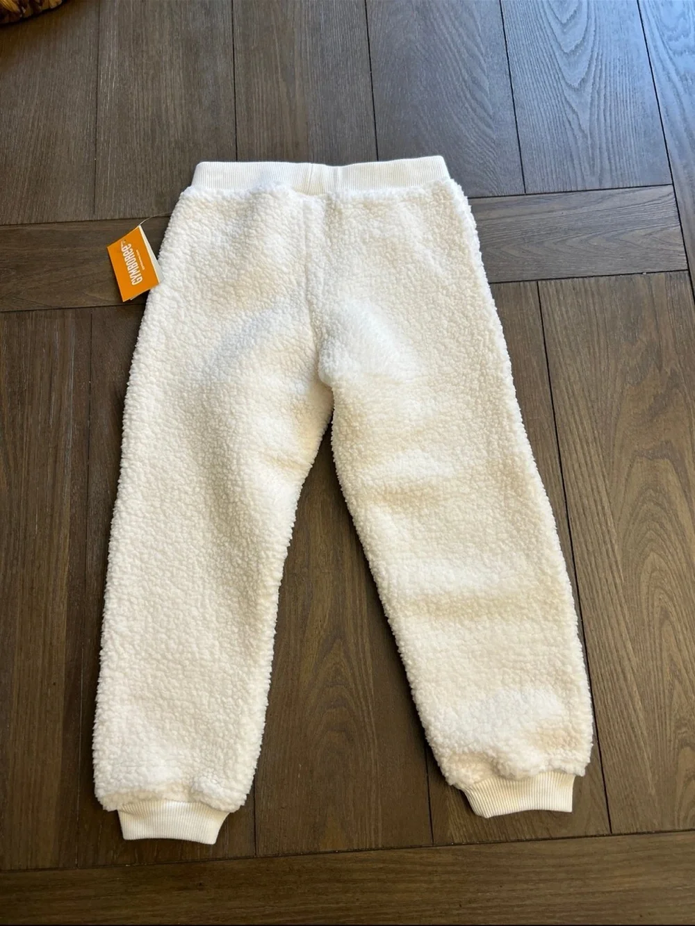 Gymboree Cream Sherpa Joggers with Bear Face Knees
